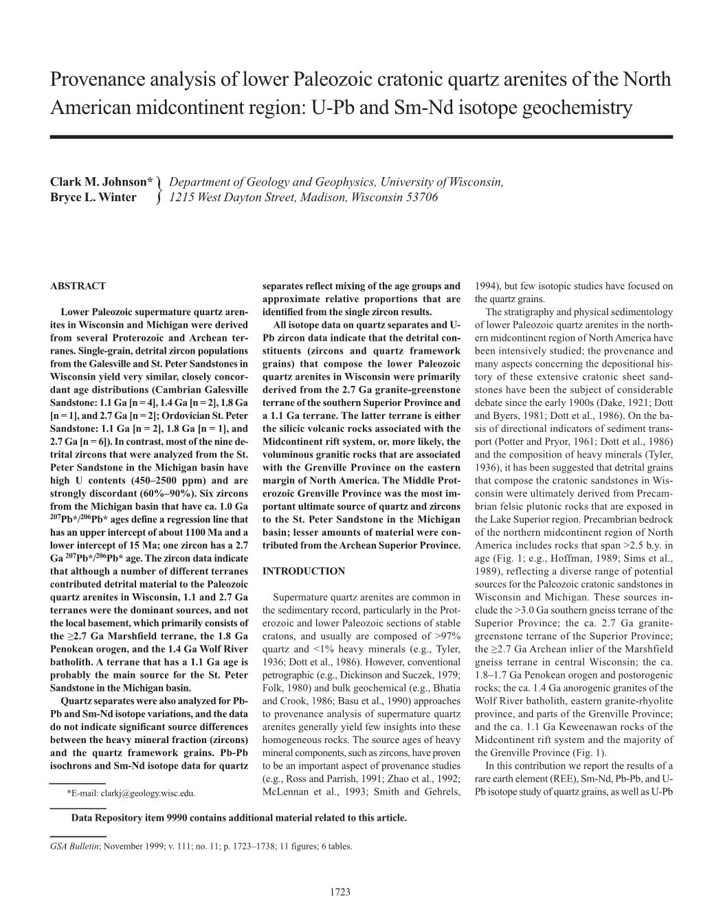 U-Pb and Sm-Nd Isotope Geochemistry