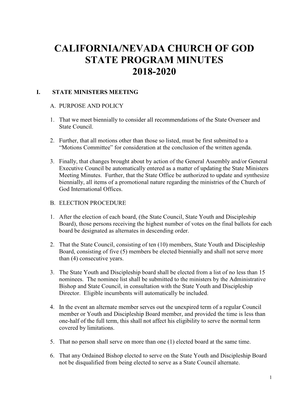 State Programs Minutes