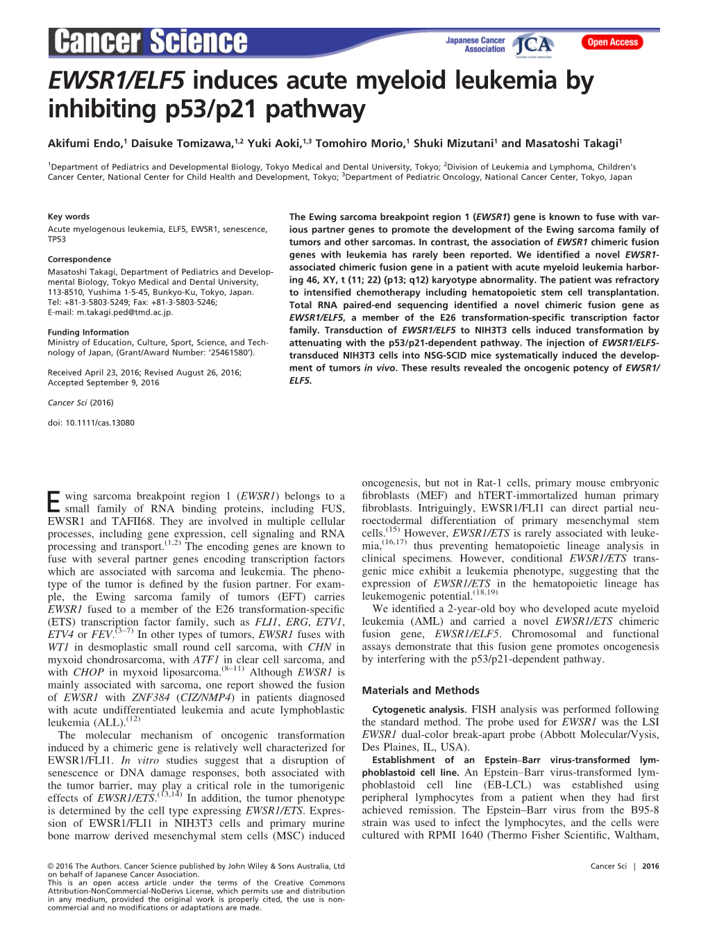 ELF5 Induces Acute Myeloid Leukemia by Inhibiting P53&