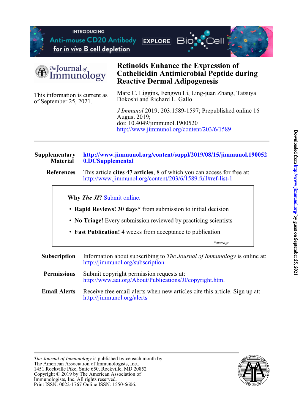 Retinoids Enhance the Expression of Cathelicidin Antimicrobial Peptide During Reactive Dermal Adipogenesis