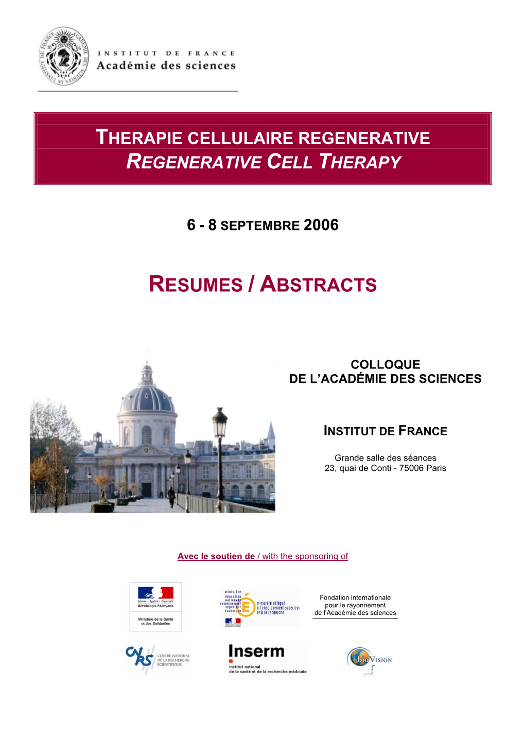 Thérapie Cellulaire Régénérative