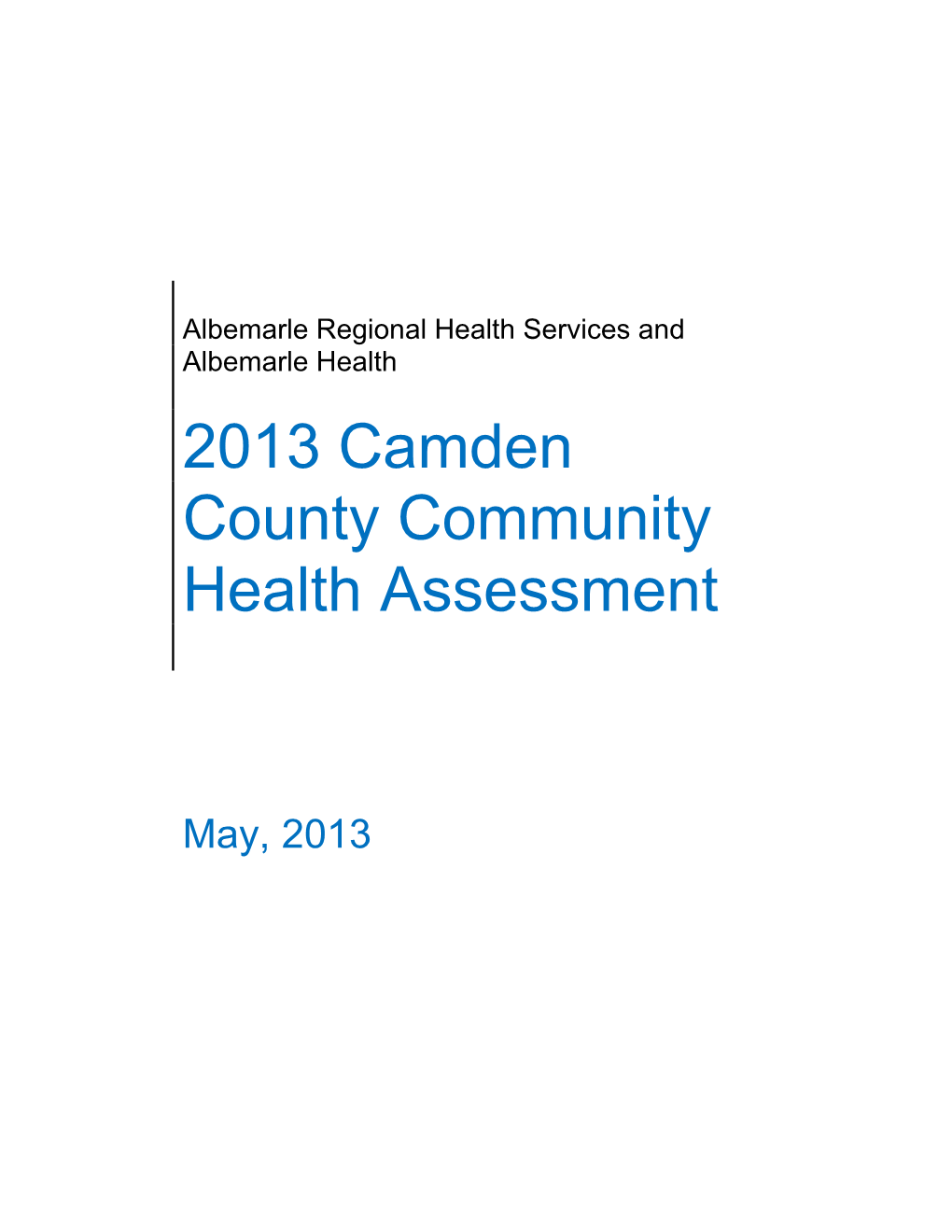 2013 Camden County Community Health Assessment