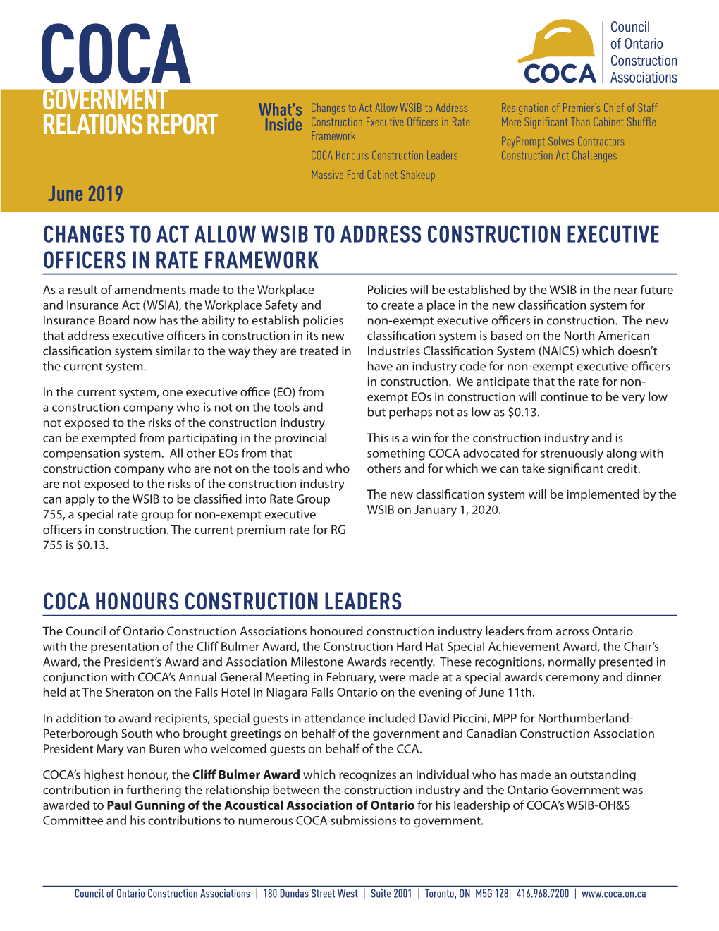 GOVERNMENT RELATIONS REPORT June 2019