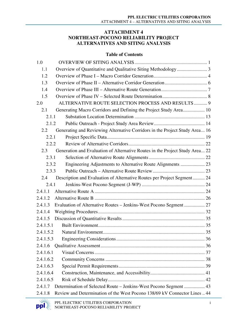 Attachment 4 Northeast-Pocono Reliability Project Alternatives and Siting Analysis