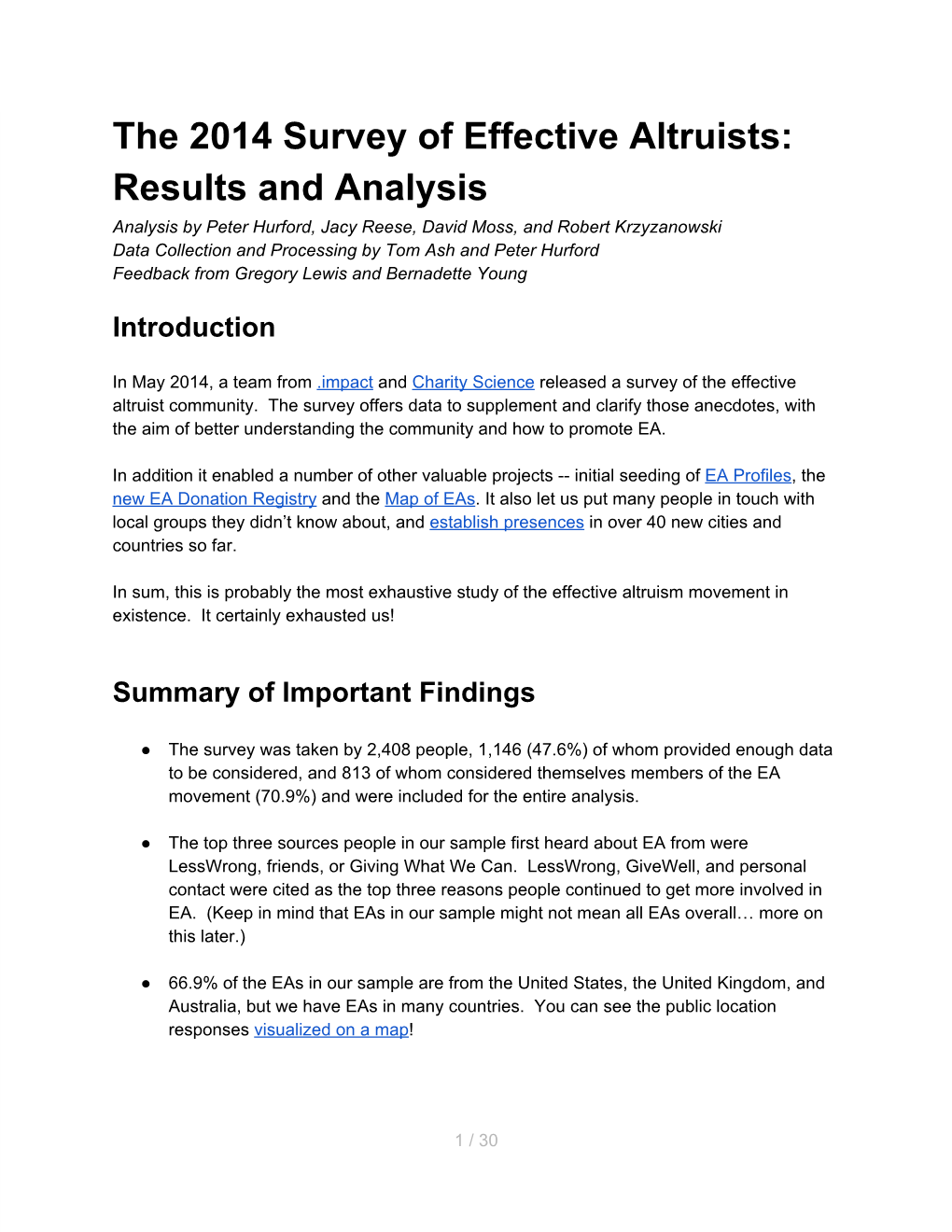 The 2014 Survey of Effective Altruists