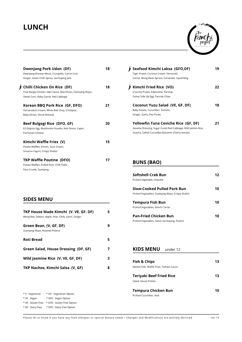 Buns (Bao) Kids Menu Sides Menu