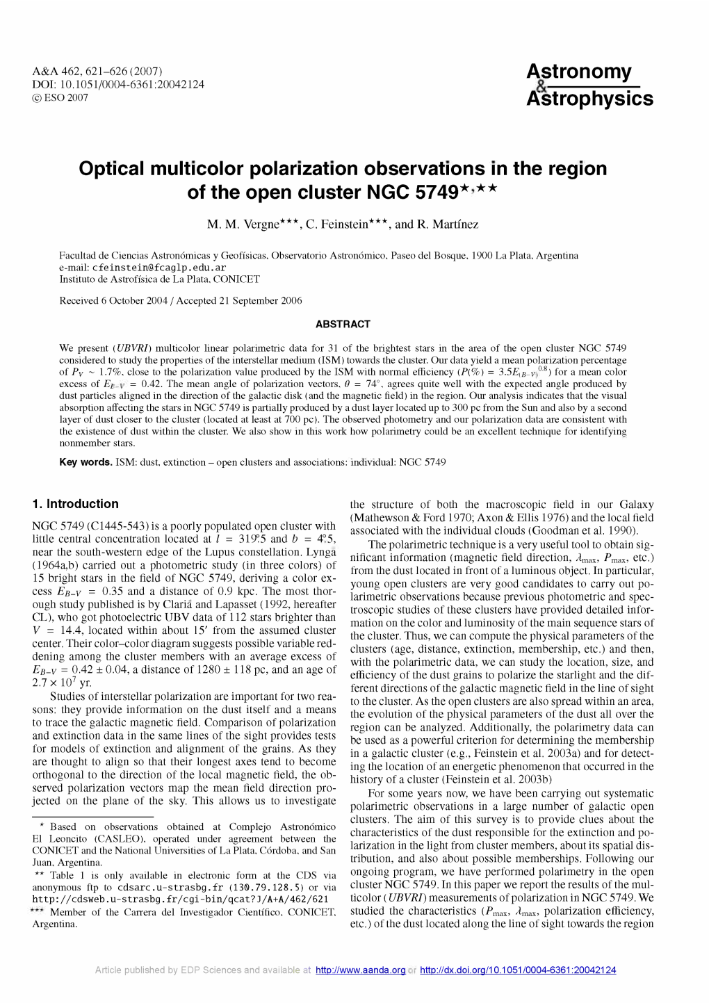 Optical Multicolor Polarization Observations in the Region of the Open Cluster NGC 5749* **