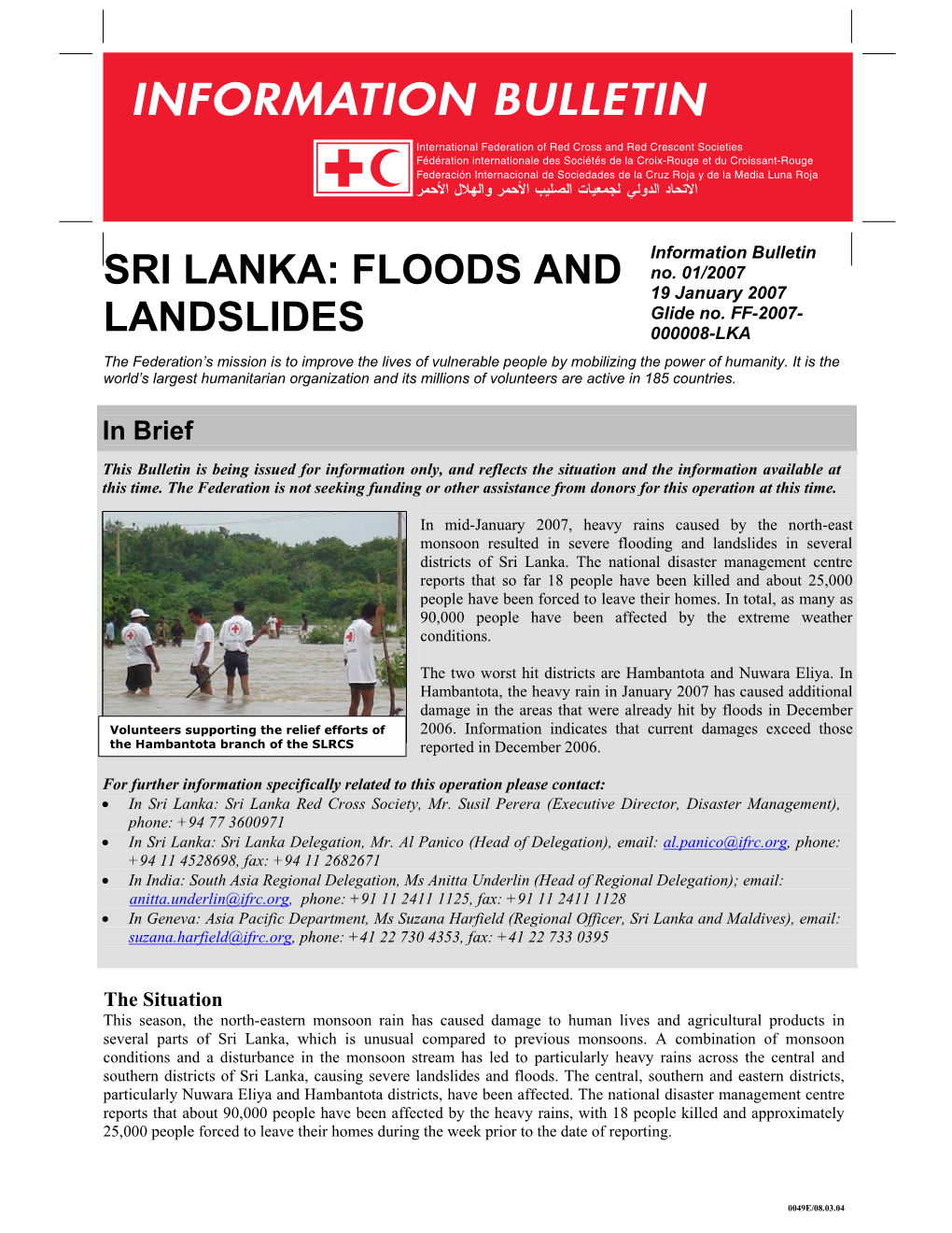 Sri Lanka: Floods and Landslides