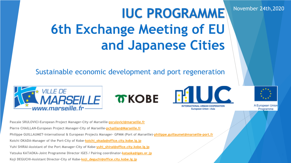 IUC PROGRAMME Local Action Plan Meeting October 31St,2019