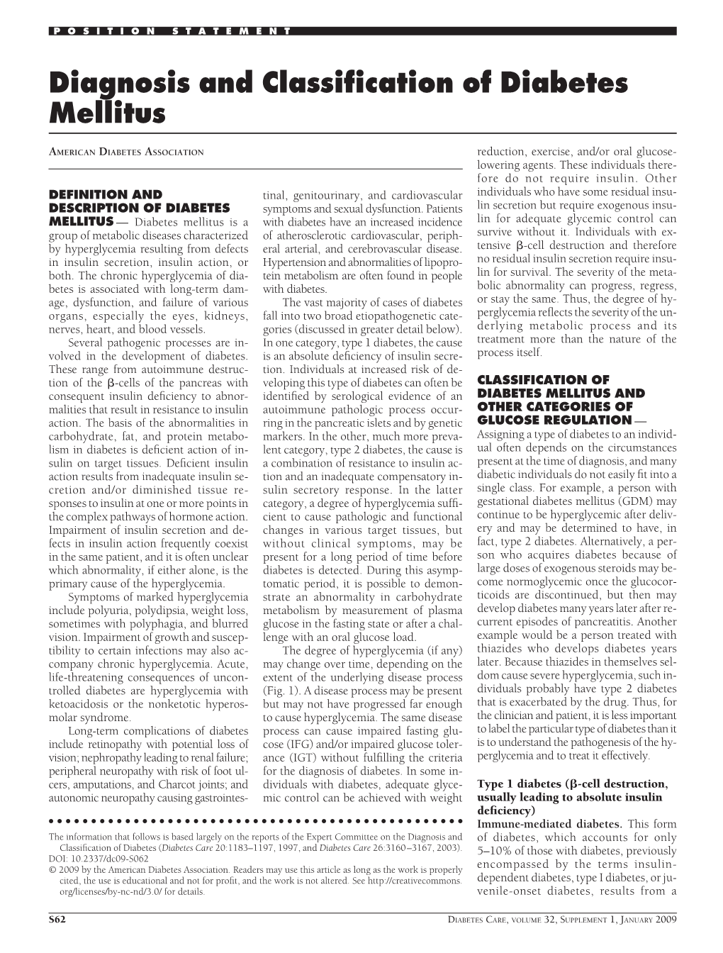 Diagnosis and Classification of Diabetes Mellitus