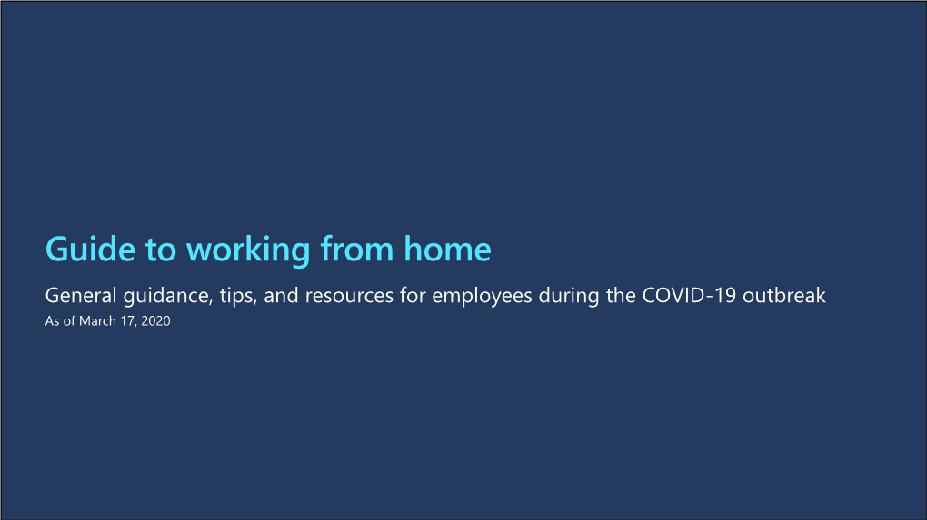 Guide to Working from Home