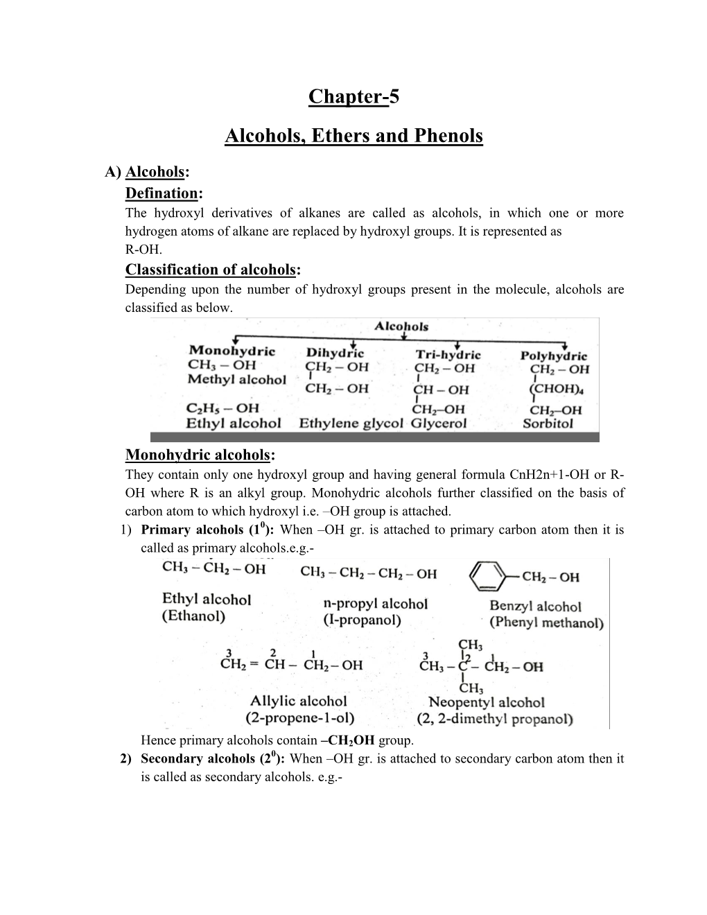 Chapter-5 Alcohols, Ethers and Phenols