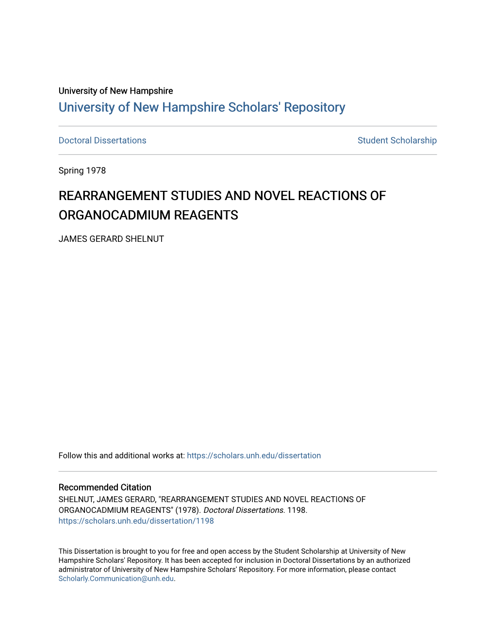 Rearrangement Studies and Novel Reactions of Organocadmium Reagents