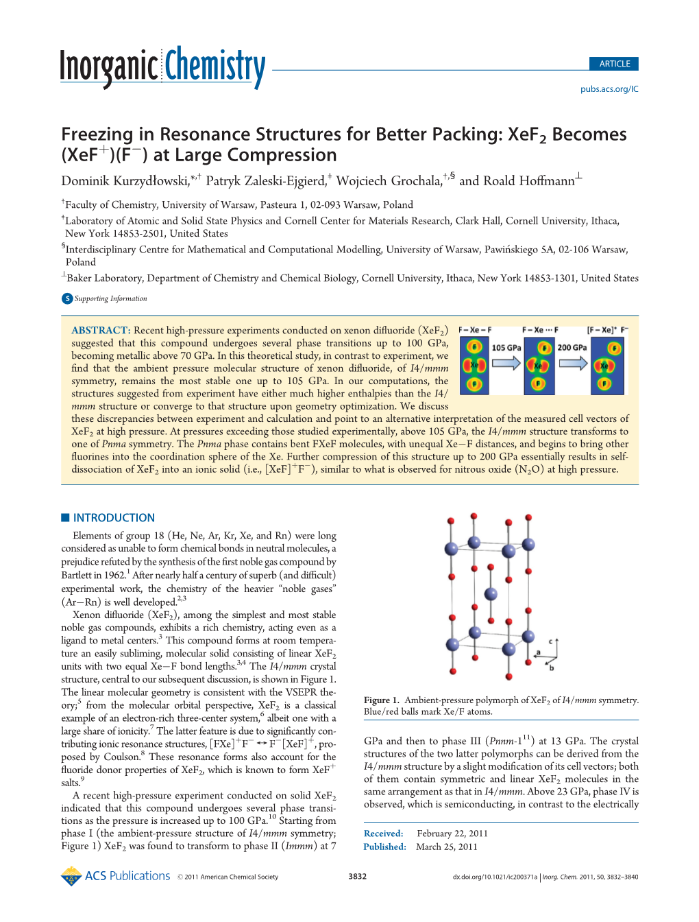 Freezing in Resonance Structures for Better Packing: Xef2 Becomes (Xef )