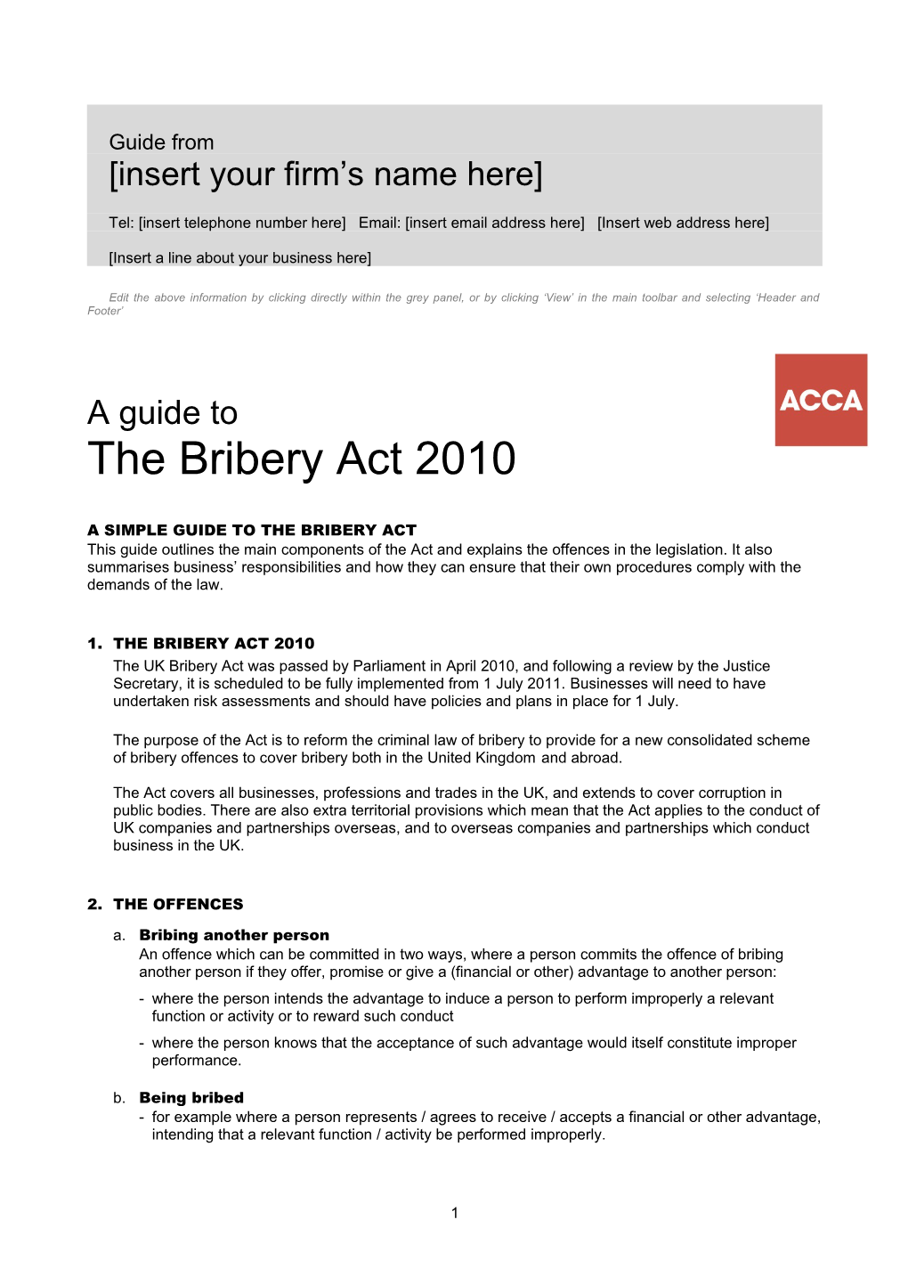 A Simple Guide to the Bribery Act