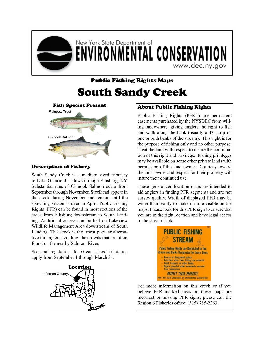 Public Fishing Rights: South Sandy Creek