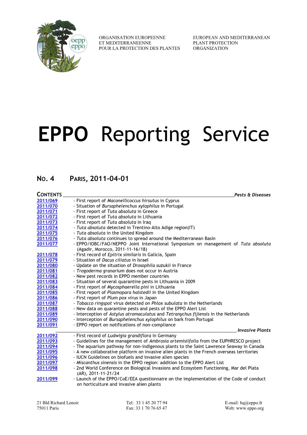 EPPO Reporting Service