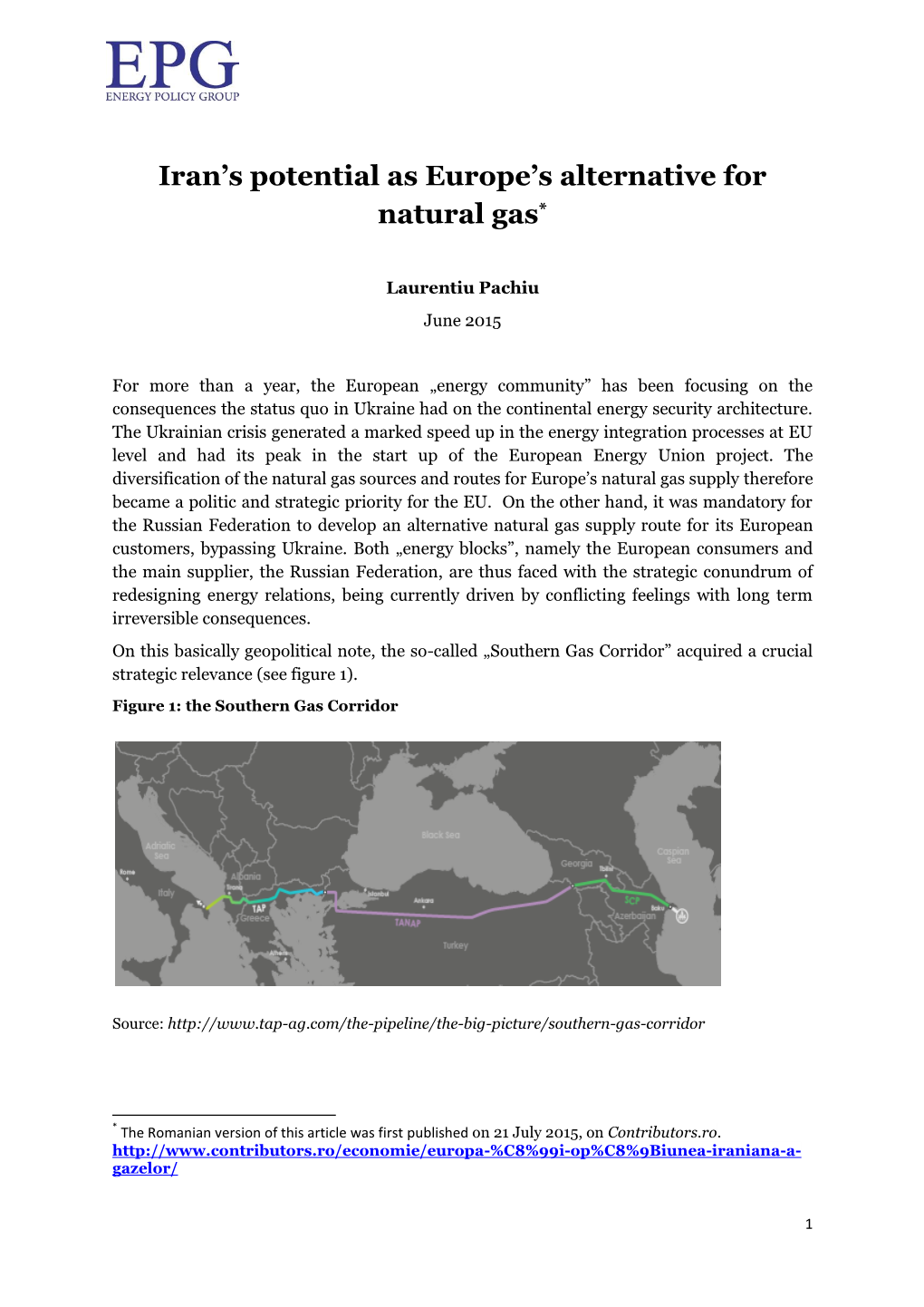 Iran's Potential As Europe's Alternative for Natural Gas*