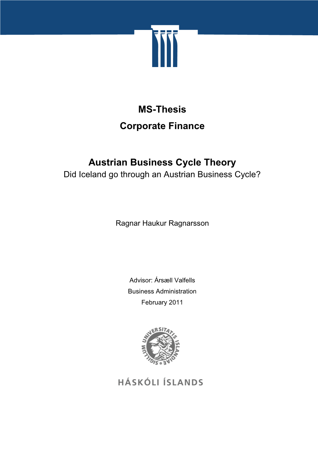 MS-Thesis Corporate Finance Austrian Business Cycle Theory