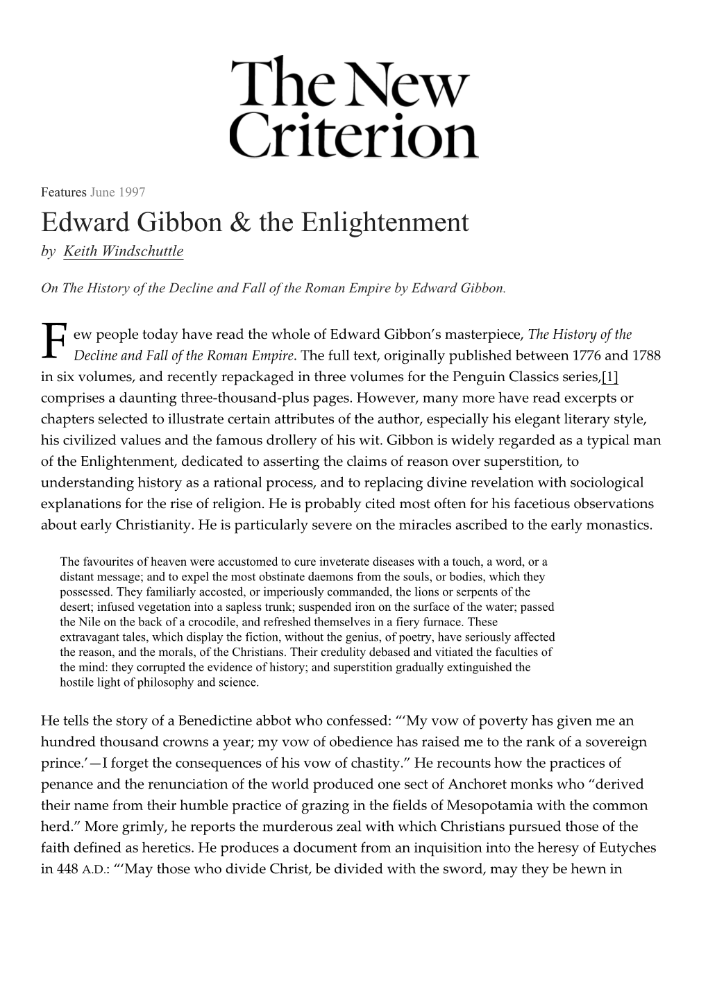 Edward Gibbon & the Enlightenment