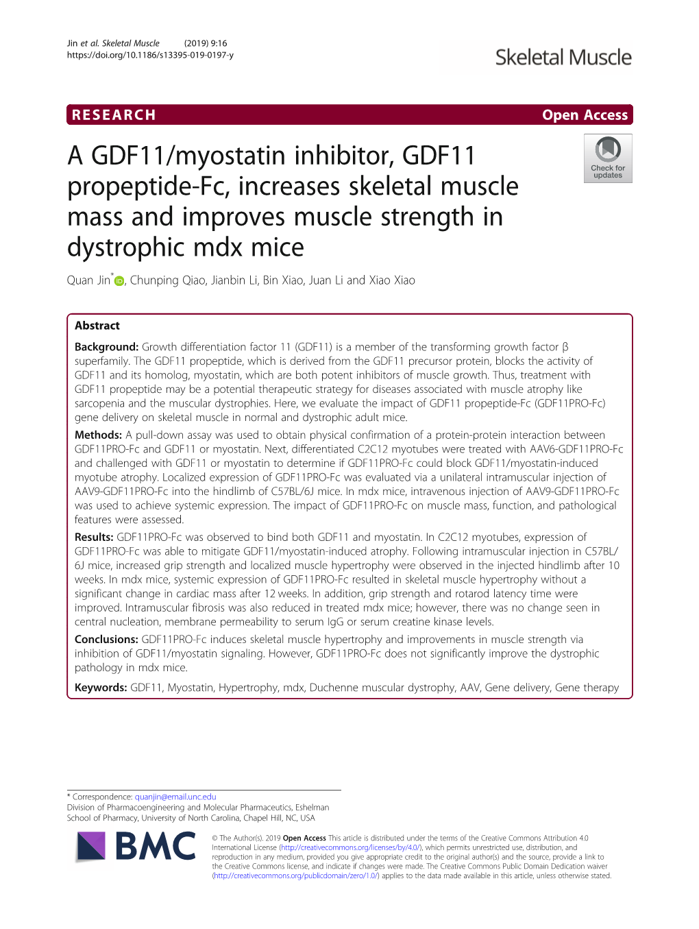 A GDF11/Myostatin Inhibitor, GDF11 Propeptide-Fc, Increases Skeletal