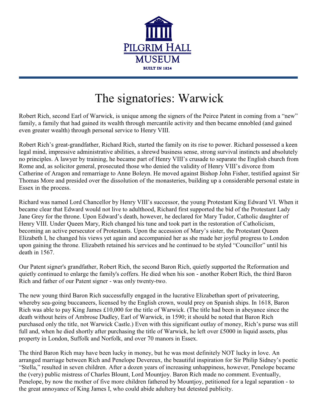 The Signatories: Warwick