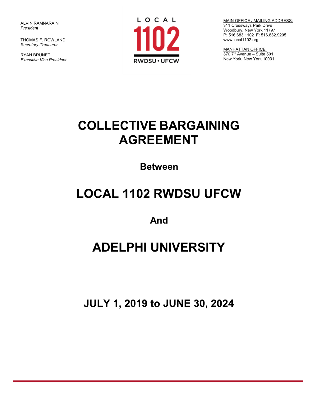 Local 1102 Collective Bargaining Agreement