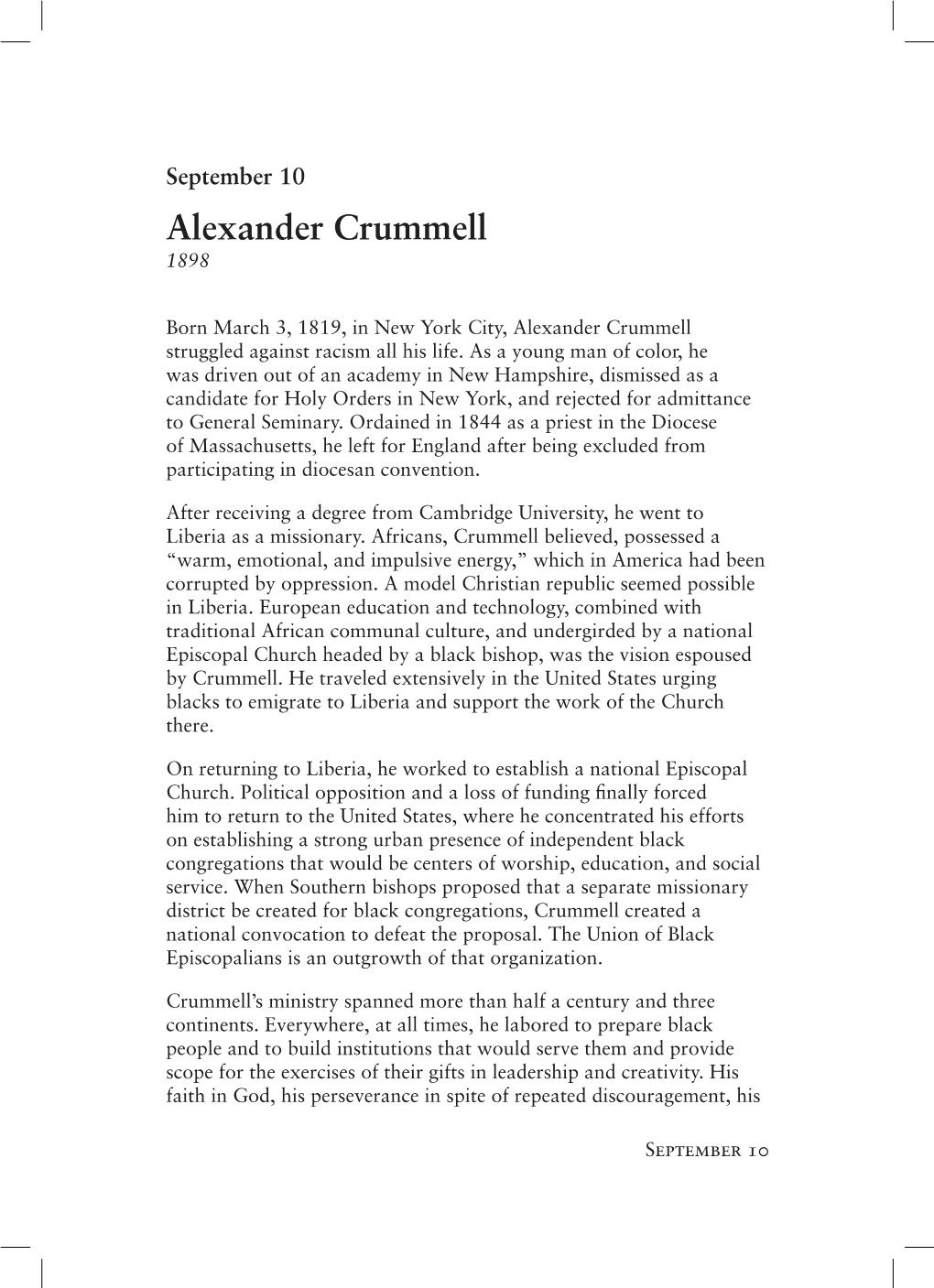 Alexander Crummell 1898