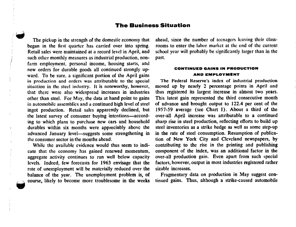 The Business Situation, June 1963