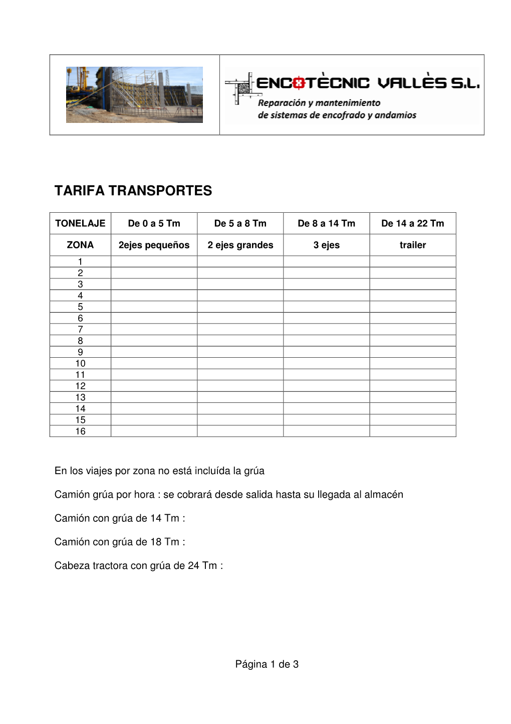 Tarifa Transportes