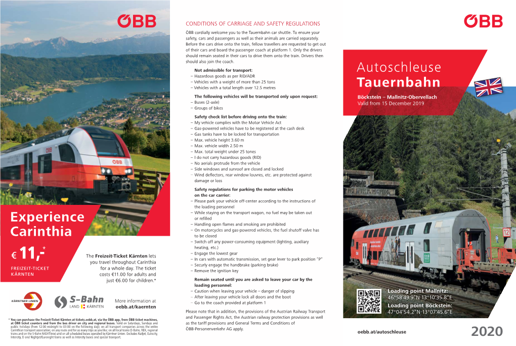 Experience Carinthia Autoschleuse Tauernbahn 2020