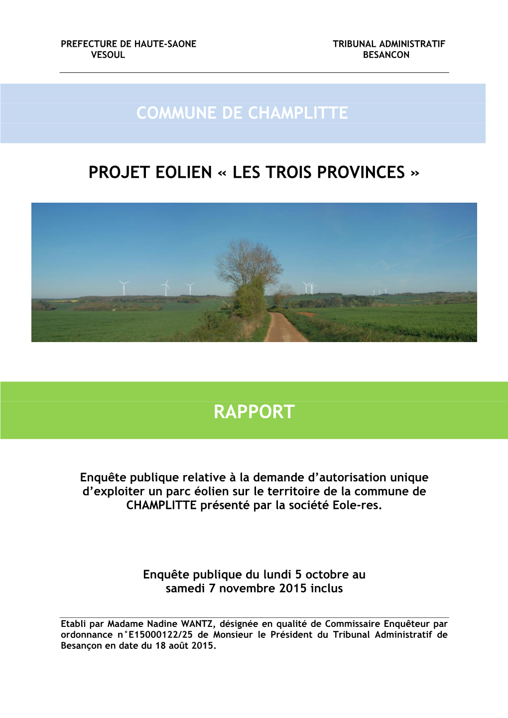 Commune De Champlitte Projet Eolien