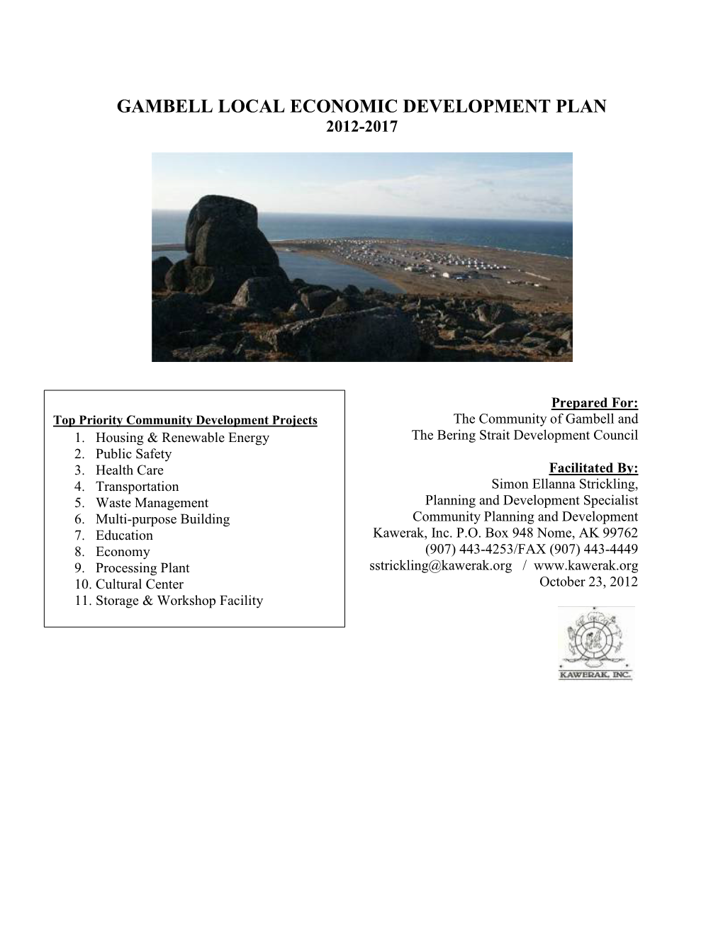 Gambell Local Economic Development Plan 2012-2017