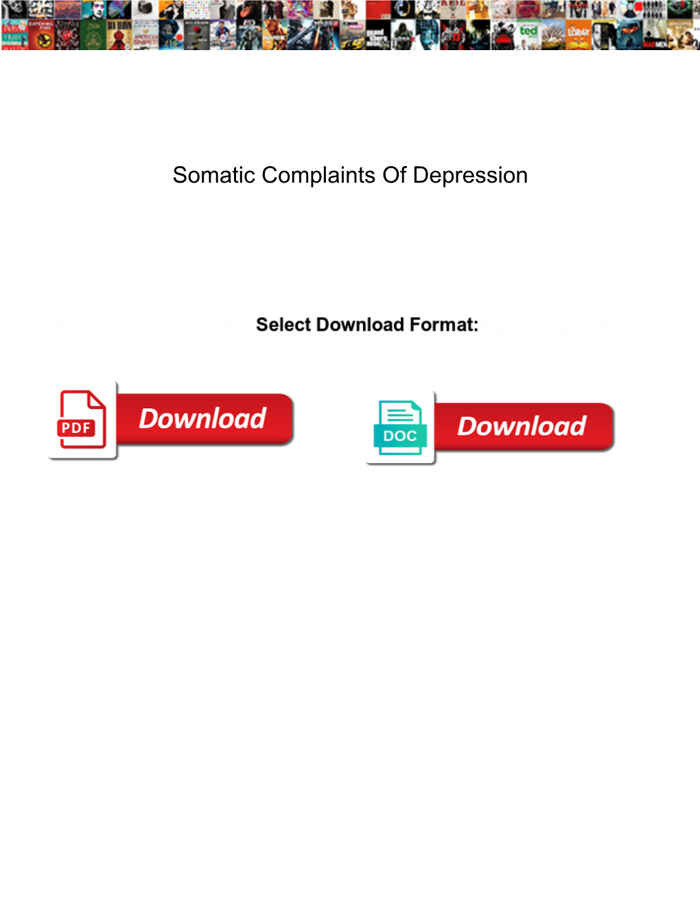 Somatic Complaints of Depression