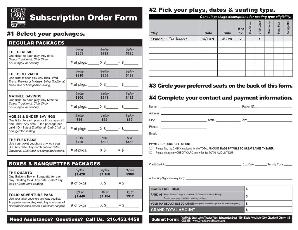 Subscription Order Form Consult Package Descriptions for Seating Type Eligibility