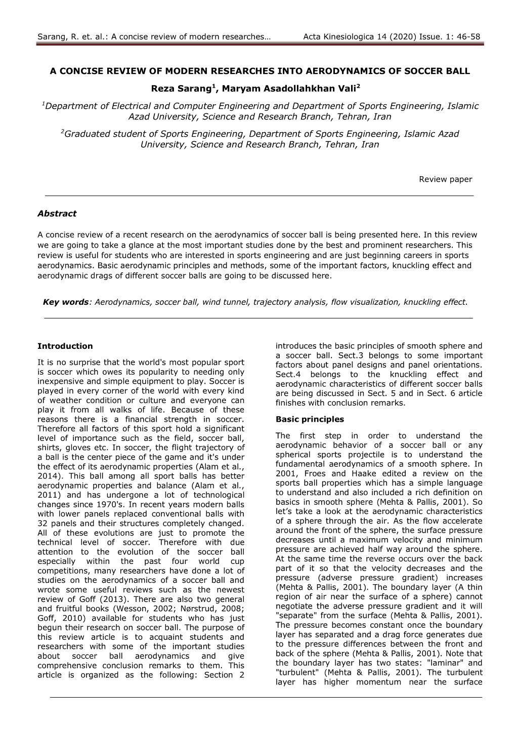 A Concise Review of Modern Researches Into Aerodynamics of Soccer Ball