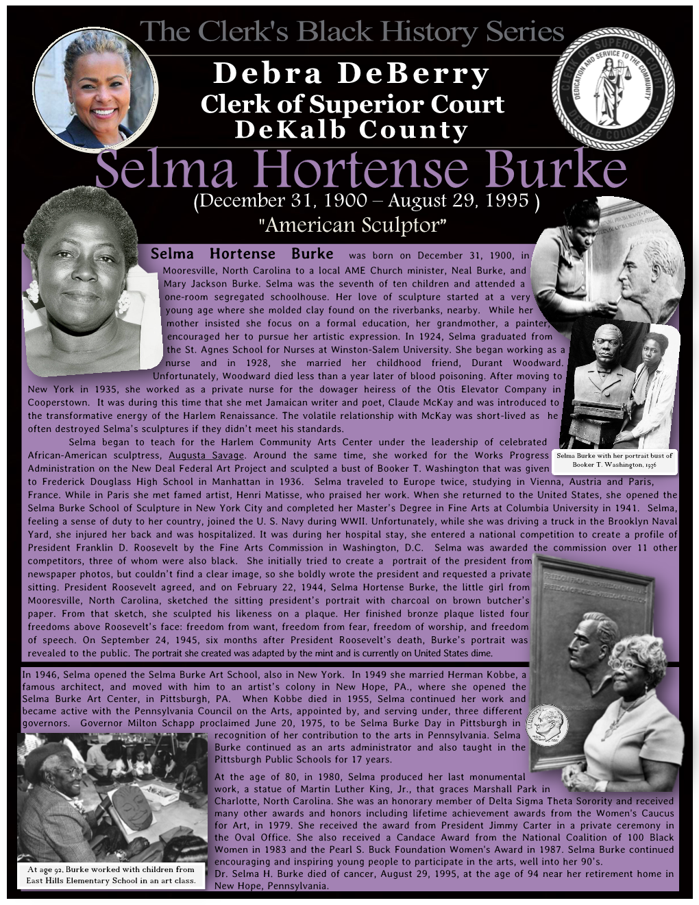 Selma Hortense Burke Was Born on December 31, 1900, in Mooresville, North Carolina to a Local AME Church Minister, Neal Burke, and Mary Jackson Burke