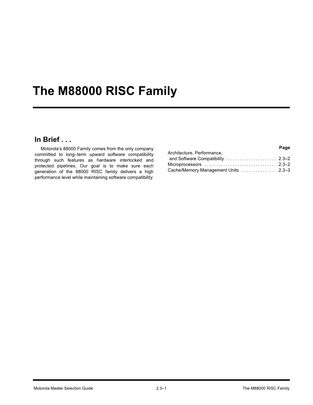 The M88000 RISC Family