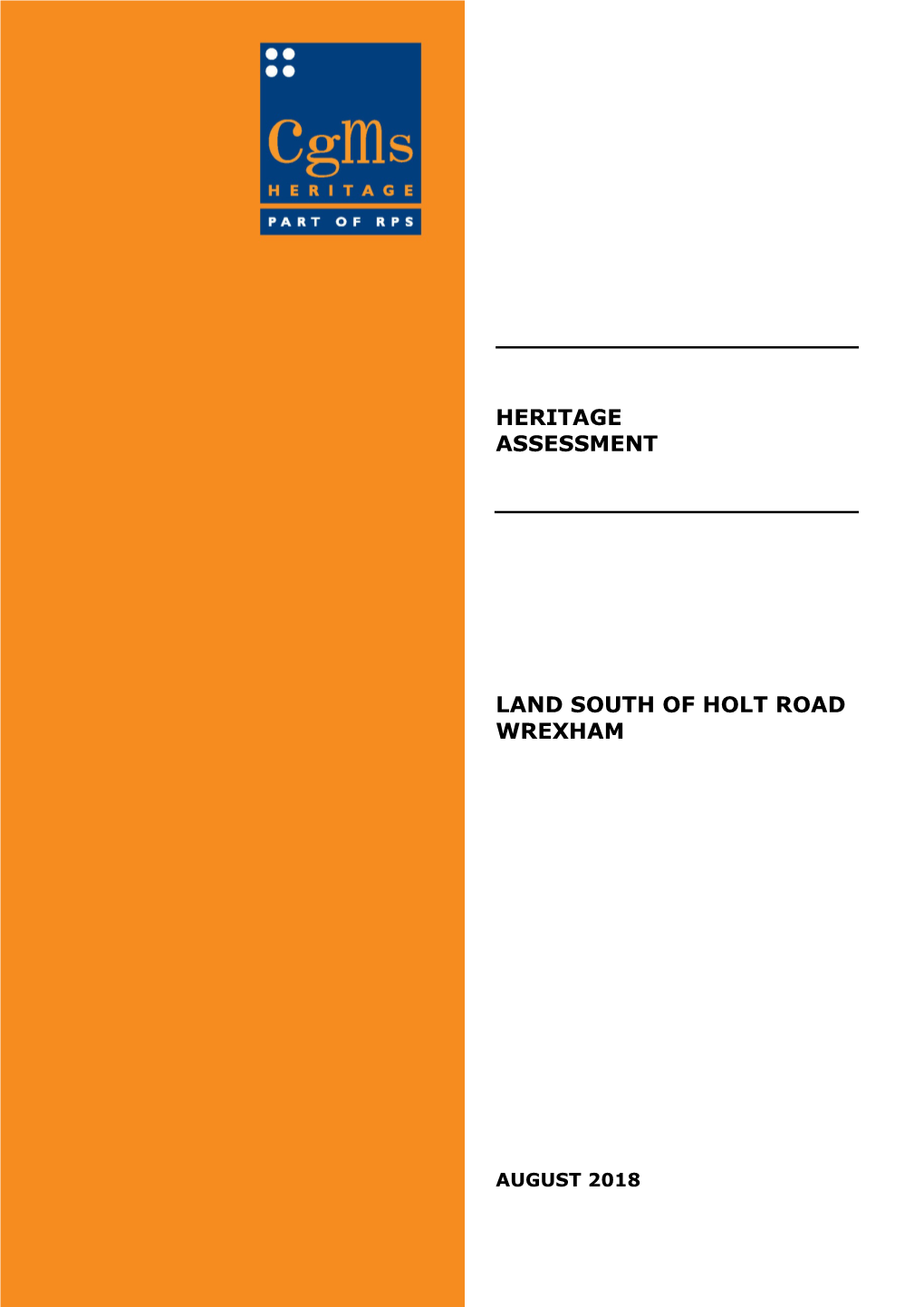 Heritage Assessment Land South of Holt Road Wrexham