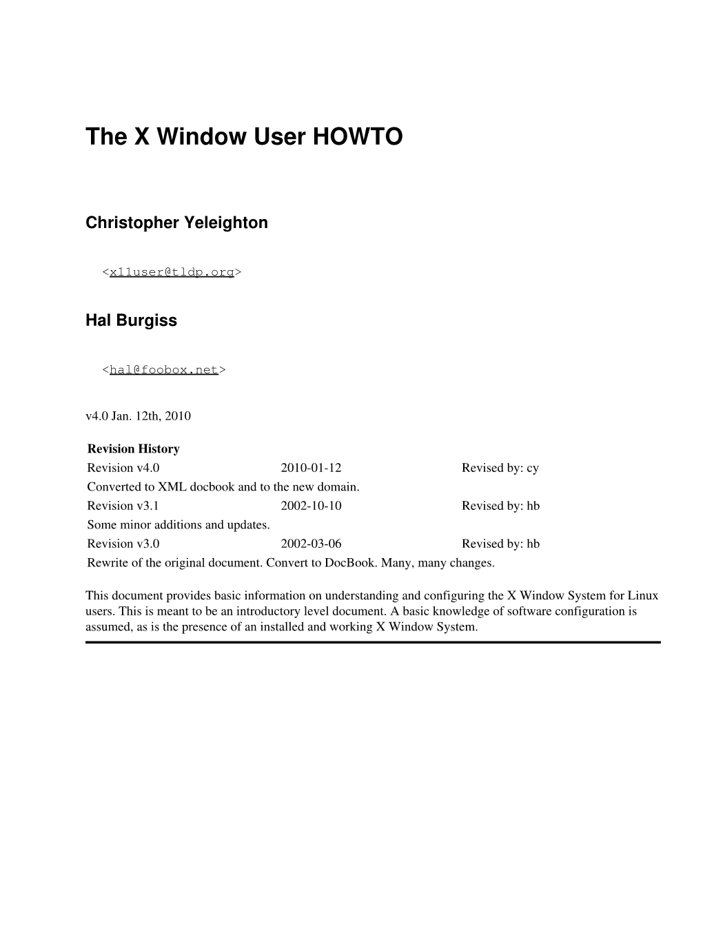 The X Window User HOWTO