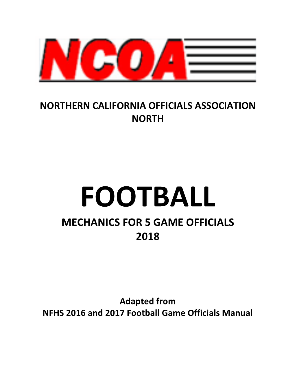 Football Mechanics for 5 Game Officials 2018