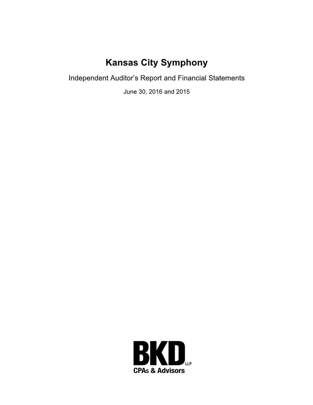 Kansas City Symphony Audit