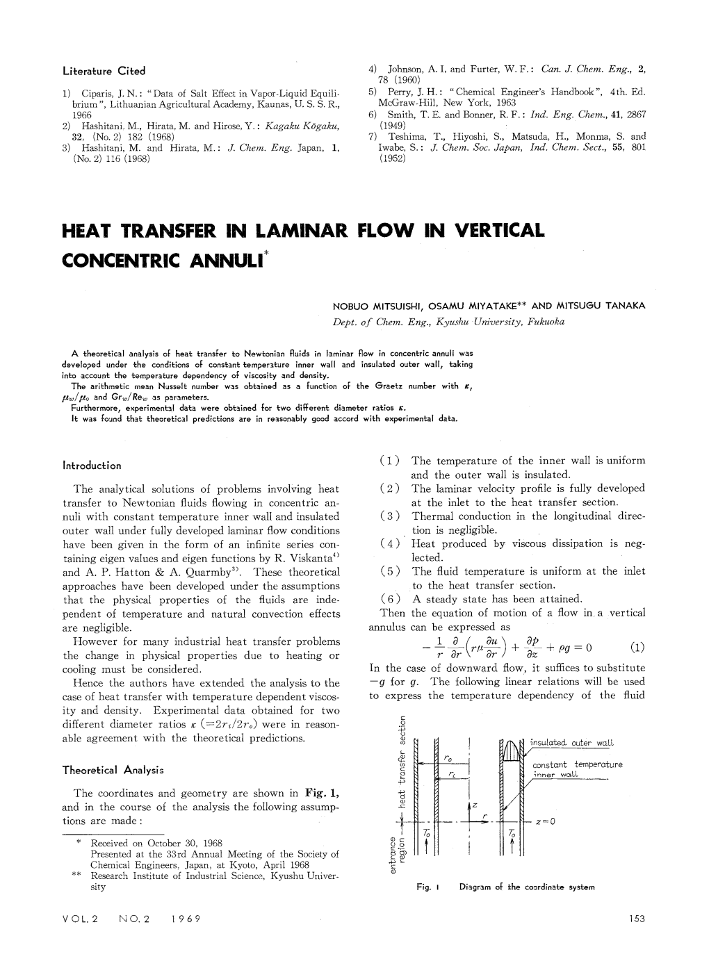 Heat Transfer in Laminar Flow in Vertical Concentric Annuli