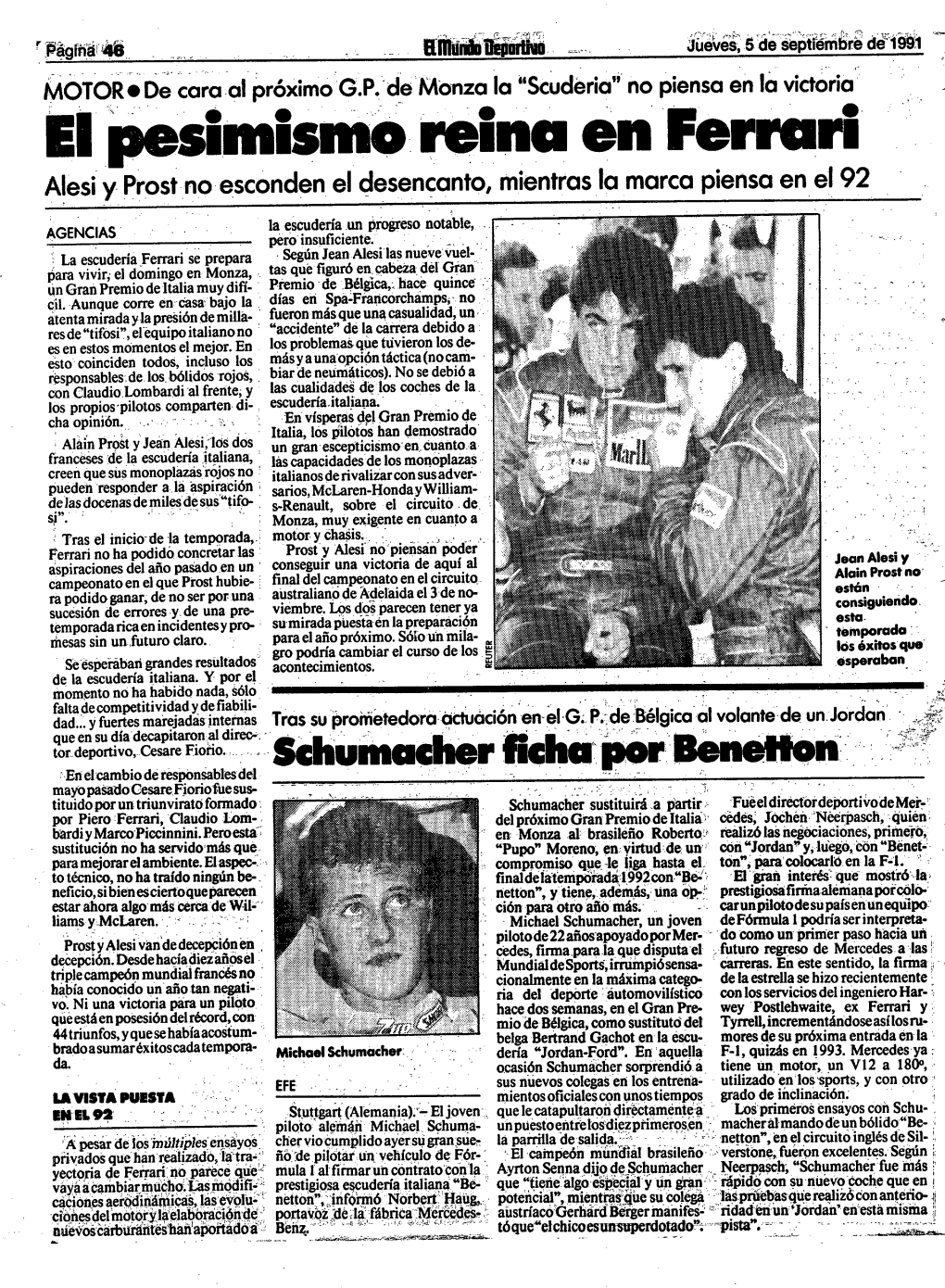 Ferrón Alesiy Prost Noescondeneldesencanto, Mientras La Marca Piensa En El 92 •