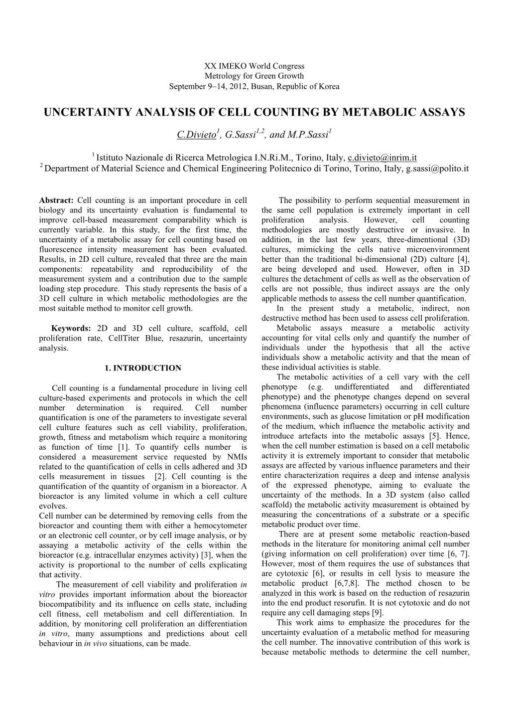 Uncertainty Analysis of Cell Counting by Metabolic Assays