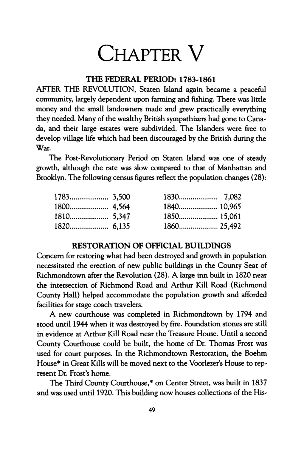 Chapter V: the FEDERAL PERIOD