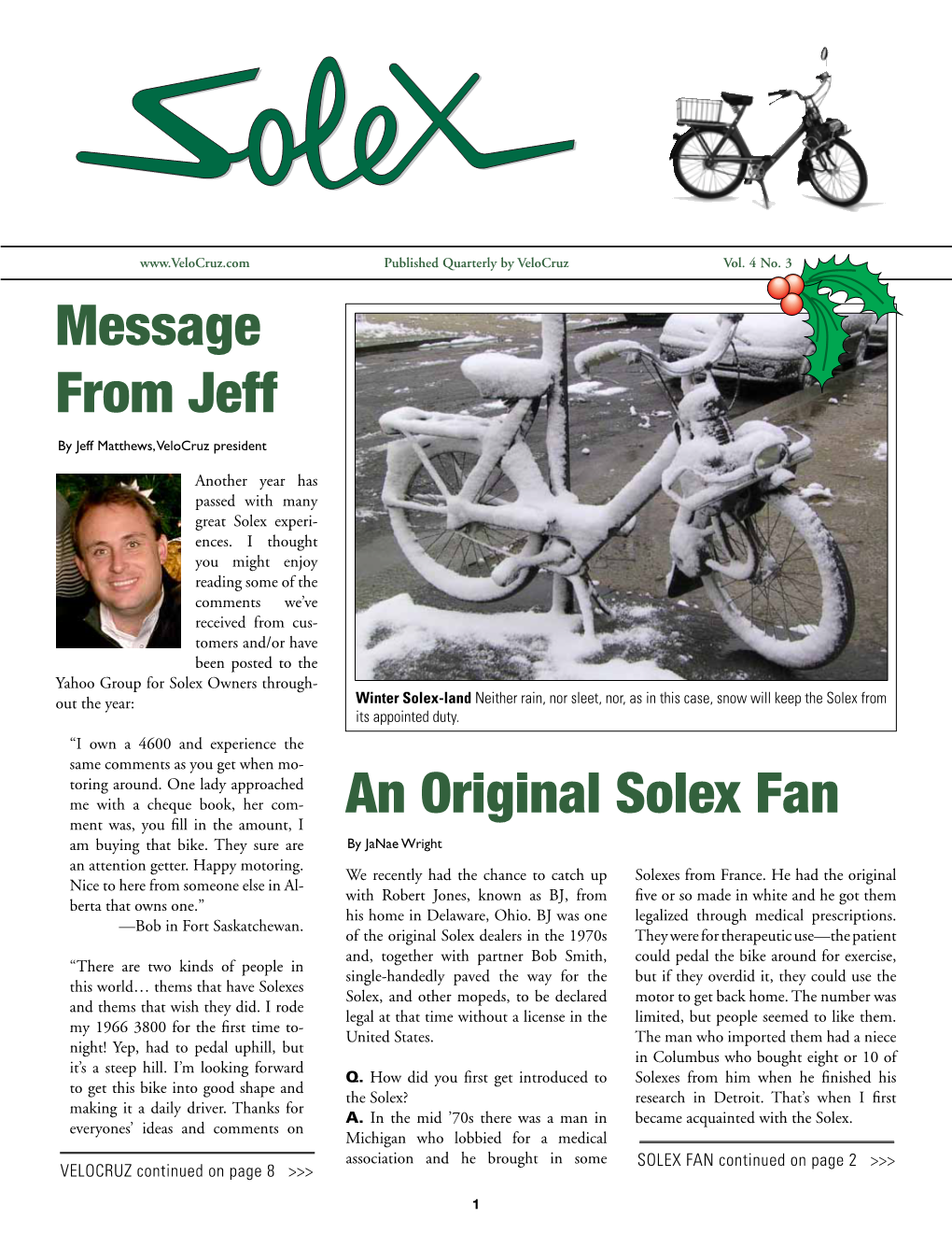 Message from Jeff an Original Solex