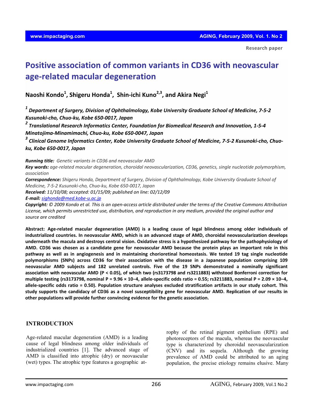 Positive Association of Common Variants in CD36 with Neovascular Age-Related Macular Degeneration