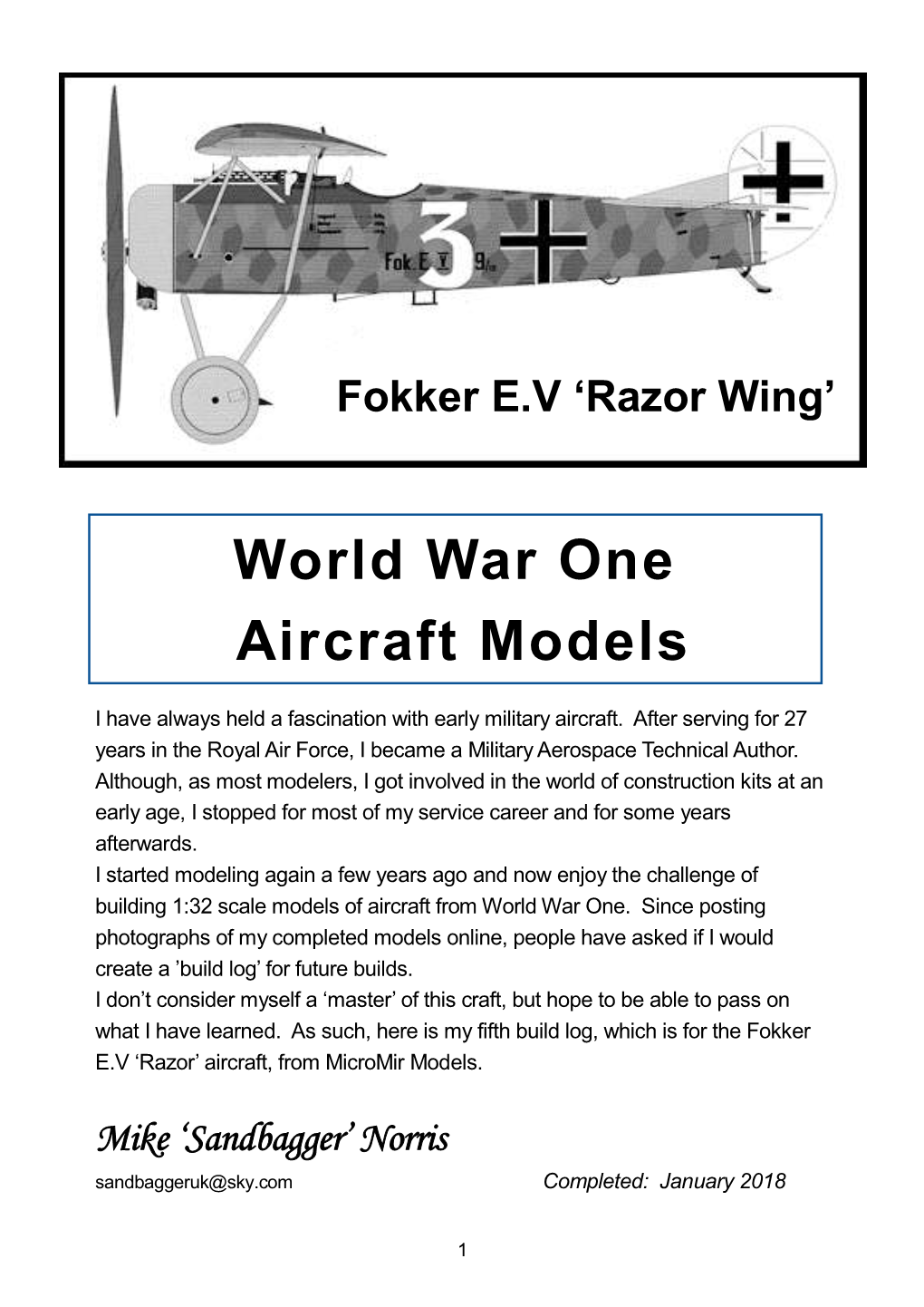 Fokker EV 'Razor Wing'
