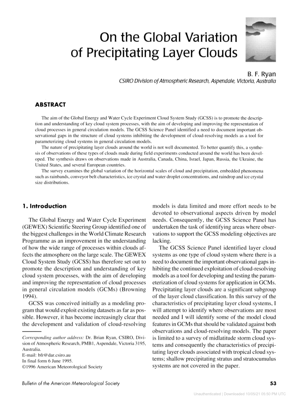 On the Global Variation of Precipitating Layer Clouds C €